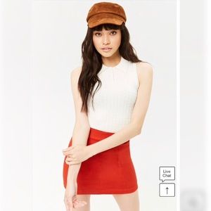 Sweater-Knit Crop Top With Collar